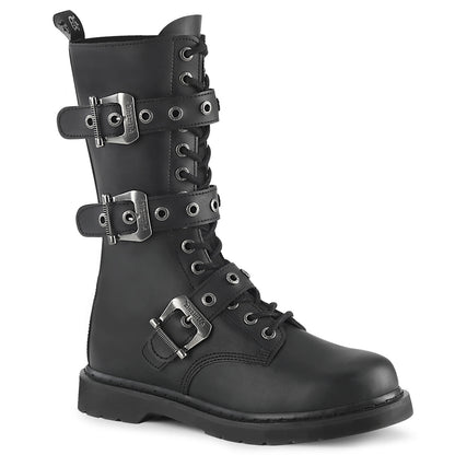 1 1/4" Heel 14 Eyelet Mid-Calf Combat Boot, Side Zip (Demonia BOLT330/BVL)
