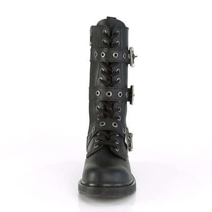 1 1/4" Heel 14 Eyelet Mid-Calf Combat Boot, Side Zip (Demonia BOLT330/BVL)