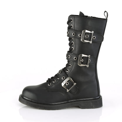 1 1/4" Heel 14 Eyelet Mid-Calf Combat Boot, Side Zip (Demonia BOLT330/BVL)