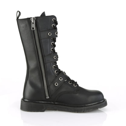 1 1/4" Heel 14 Eyelet Mid-Calf Combat Boot, Side Zip (Demonia BOLT330/BVL)