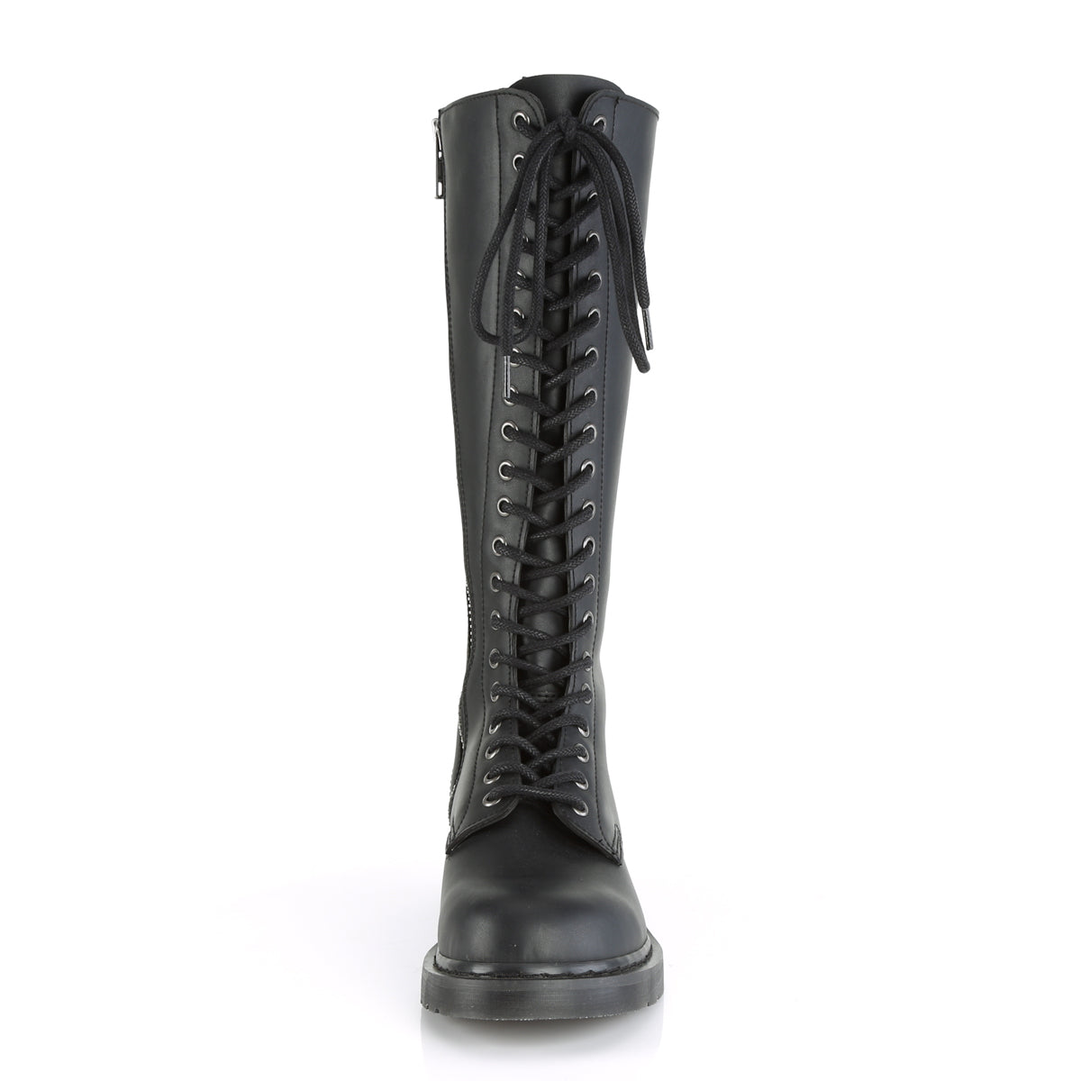 1 1/4" Heel 20-Eyelet Knee High Unisex Vegan Boot, Side Zip (Demonia BOLT400/BVL)