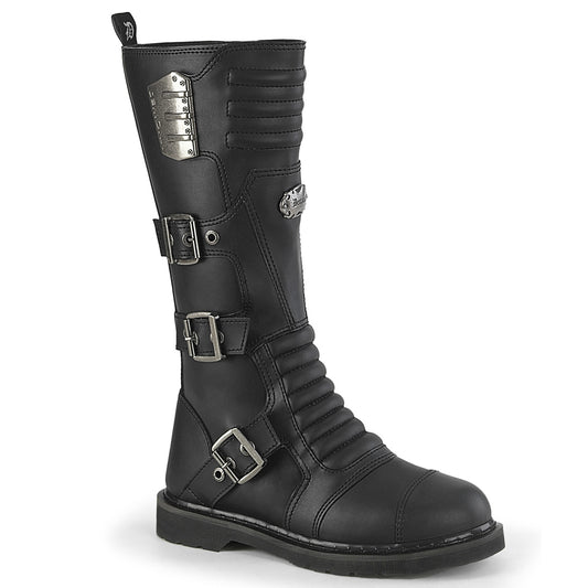 1 1/4" Heel 20 Eyelet Knee High Combat Boot, Side Zip (Demonia BOLT405/BVL)