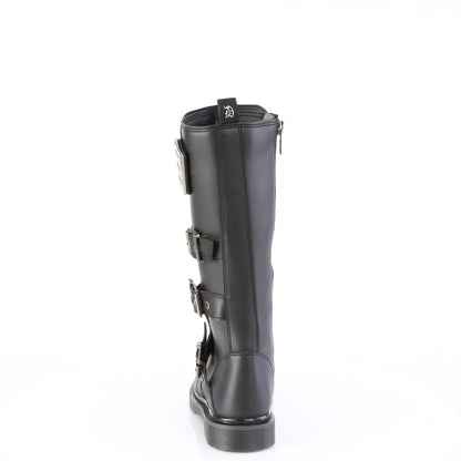 1 1/4" Heel 20 Eyelet Knee High Combat Boot, Side Zip (Demonia BOLT405/BVL)
