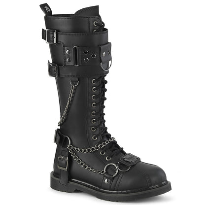 1 1/4" Heel 20 Eyelet Knee High Combat Boot, Side Zip (Demonia BOLT415/BVL)