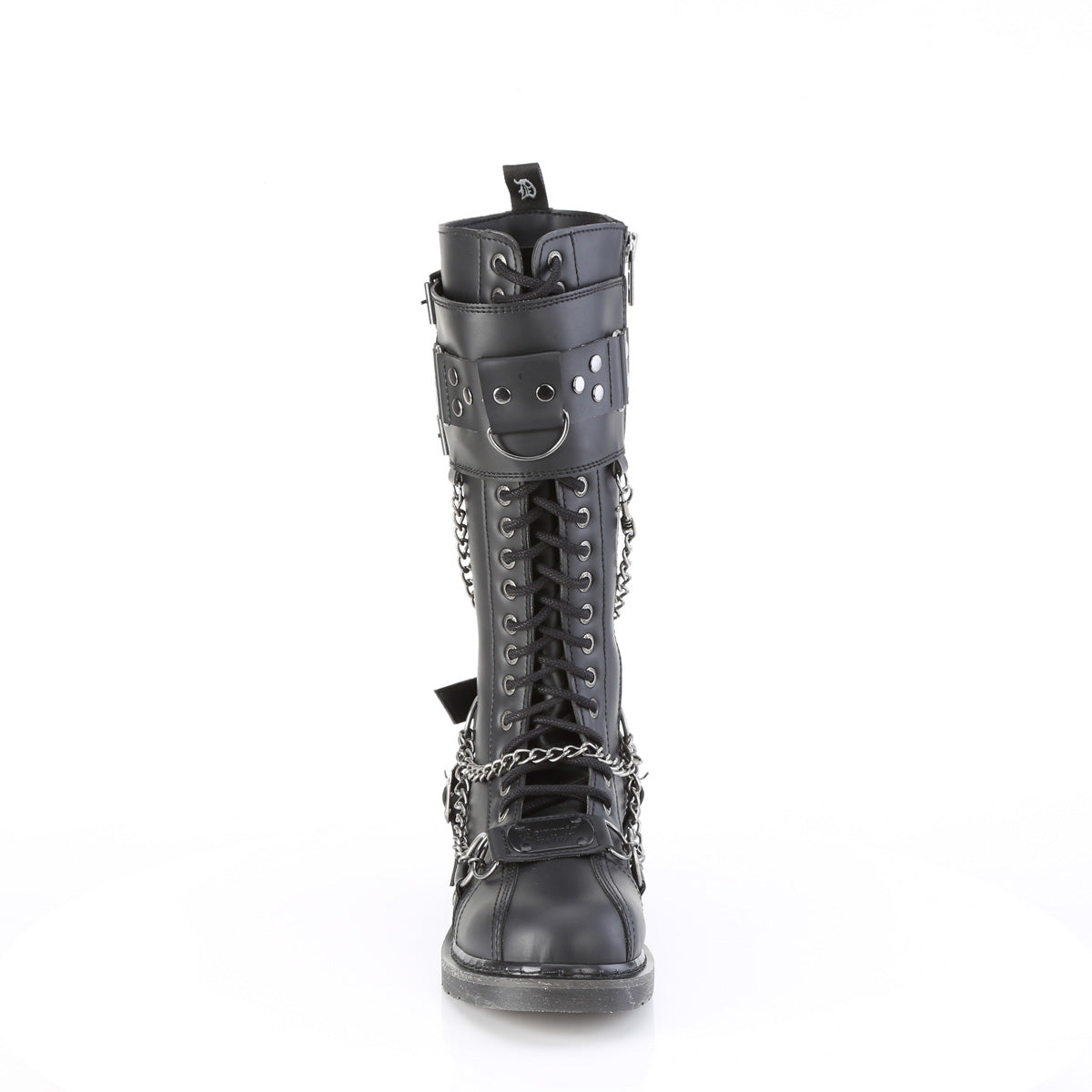 1 1/4" Heel 20 Eyelet Knee High Combat Boot, Side Zip (Demonia BOLT415/BVL)