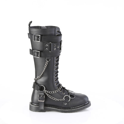 1 1/4" Heel 20 Eyelet Knee High Combat Boot, Side Zip (Demonia BOLT415/BVL)