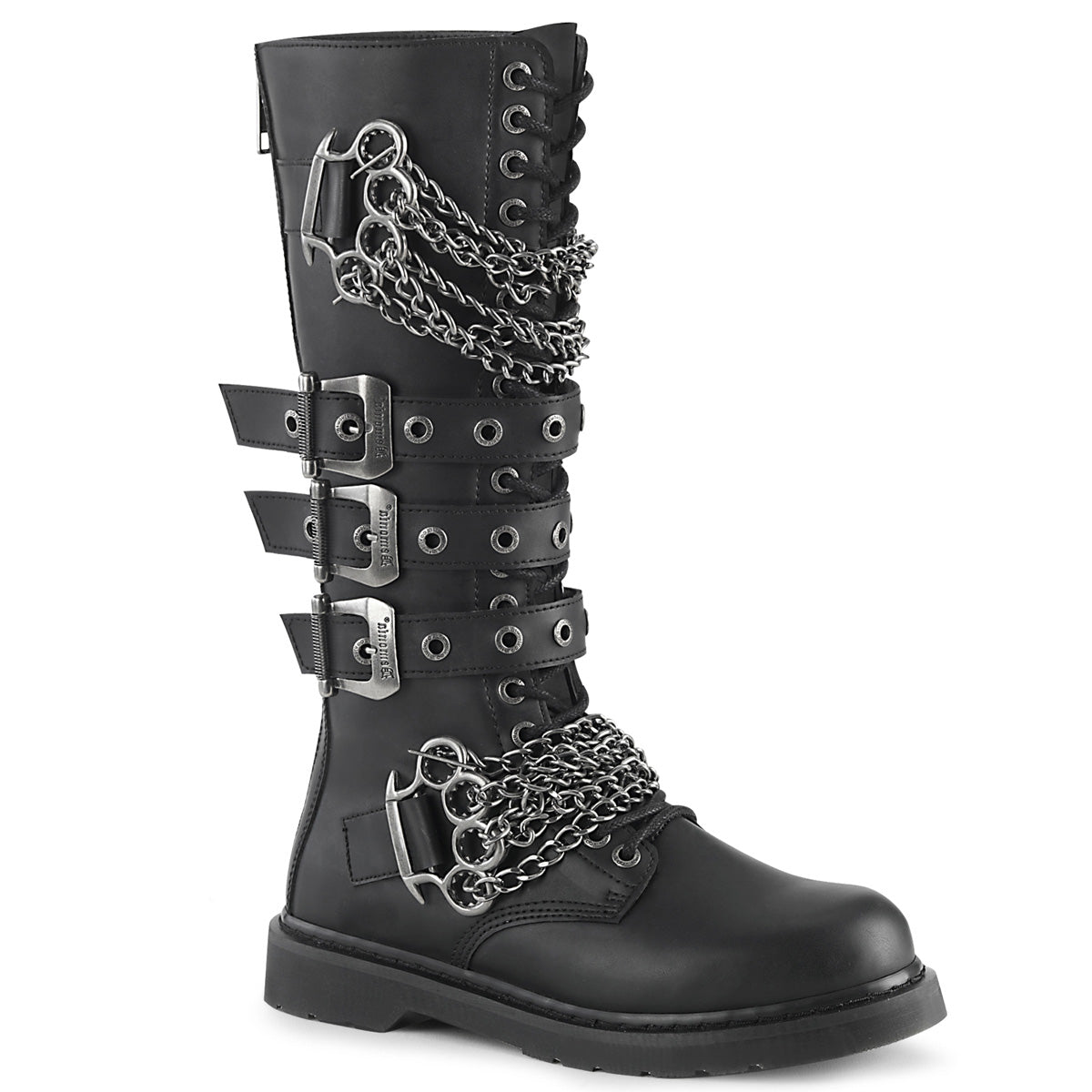 1 1/4" Heel 20 Eyelet  Knee High Combat Boot, Side Zip (Demonia BOLT450/BVL)