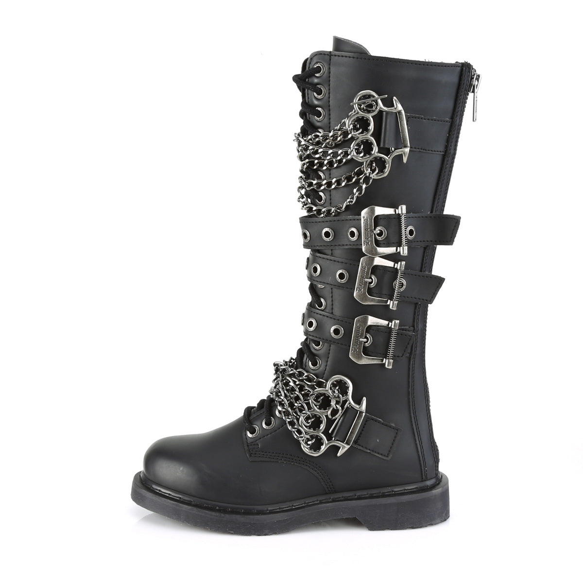 1 1/4" Heel 20 Eyelet  Knee High Combat Boot, Side Zip (Demonia BOLT450/BVL)