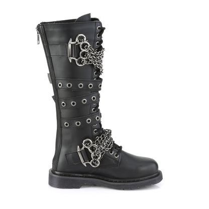 1 1/4" Heel 20 Eyelet  Knee High Combat Boot, Side Zip (Demonia BOLT450/BVL)