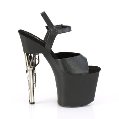 *7 1/2" Gun Heel Ankle Strap Platform Sandal (Pleaser BOND709/B/M)