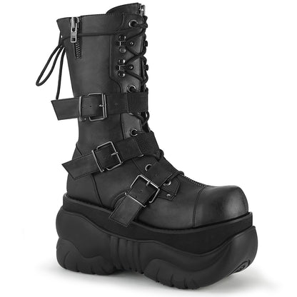4" PF Lace-Up  Mid Calf Boot, Back Metal Zipper (Demonia BOX230/BVL)