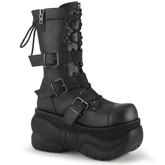 4" PF Lace-Up  Mid Calf Boot, Back Metal Zipper (Demonia BOX230/BVL)