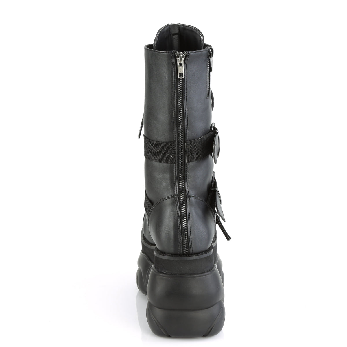 4" PF Lace-Up  Mid Calf Boot, Back Metal Zipper (Demonia BOX230/BVL)
