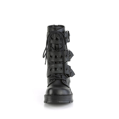 2 3/4" Heel, 1" Platform Lace-Up Ankle Boot, Inside Zip (Demonia BRATTY118/BVL)