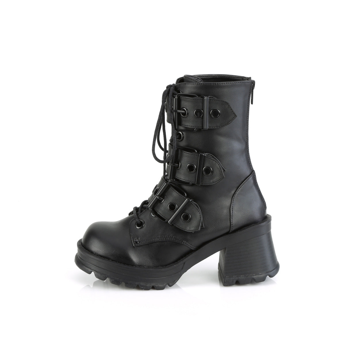 2 3/4" Heel, 1" Platform Lace-Up Ankle Boot, Inside Zip (Demonia BRATTY118/BVL)