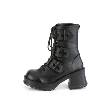2 3/4" Heel, 1" Platform Lace-Up Ankle Boot, Inside Zip (Demonia BRATTY118/BVL)