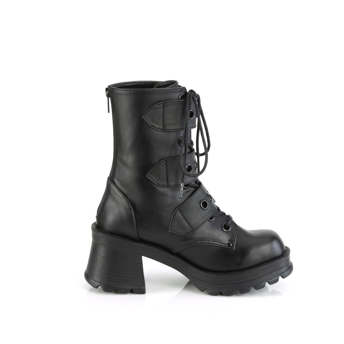 2 3/4" Heel, 1" Platform Lace-Up Ankle Boot, Inside Zip (Demonia BRATTY118/BVL)