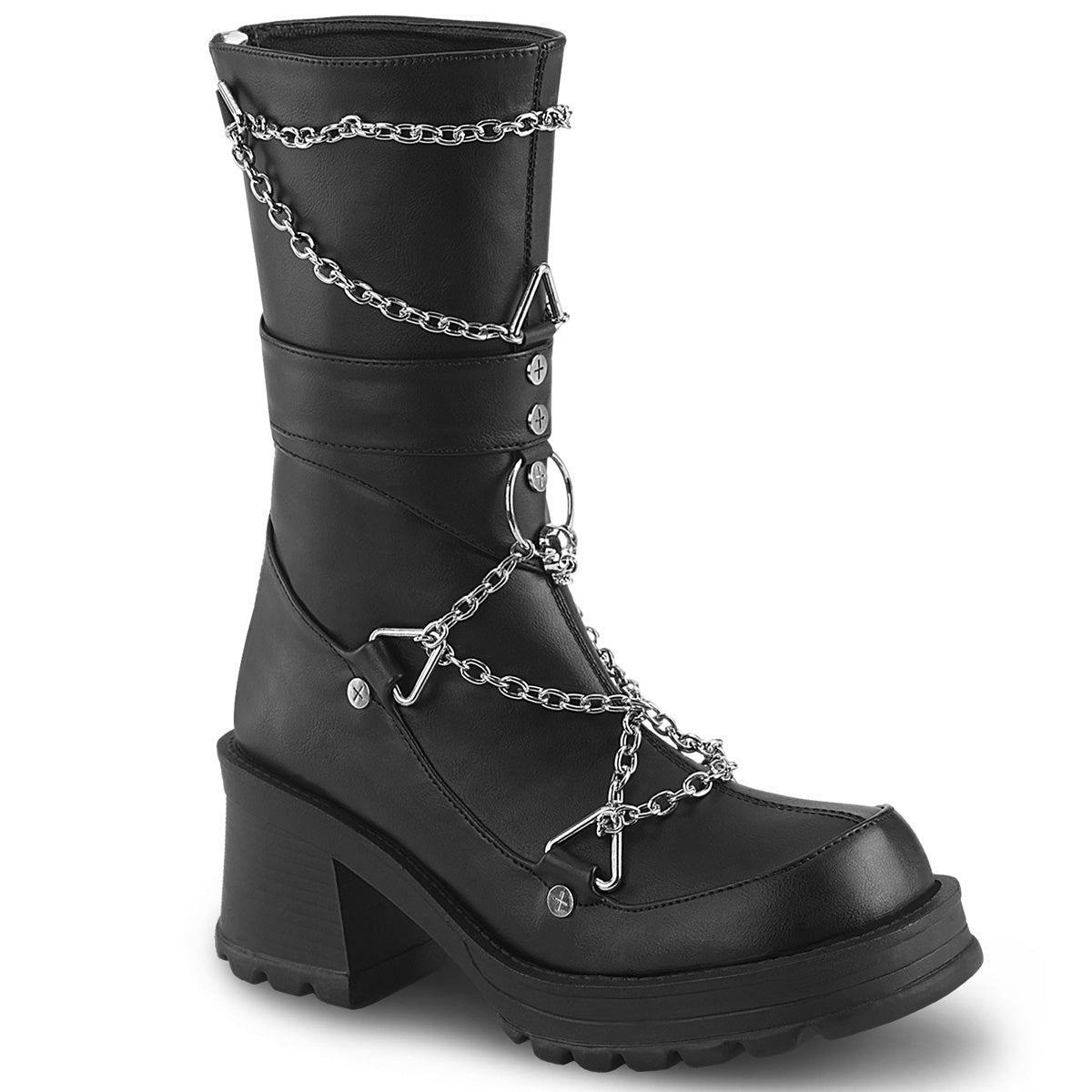 **2 3/4" Heel, 1" Platform Mid-Calf Boot, Back Zip (Demonia BRATTY120/BVL)