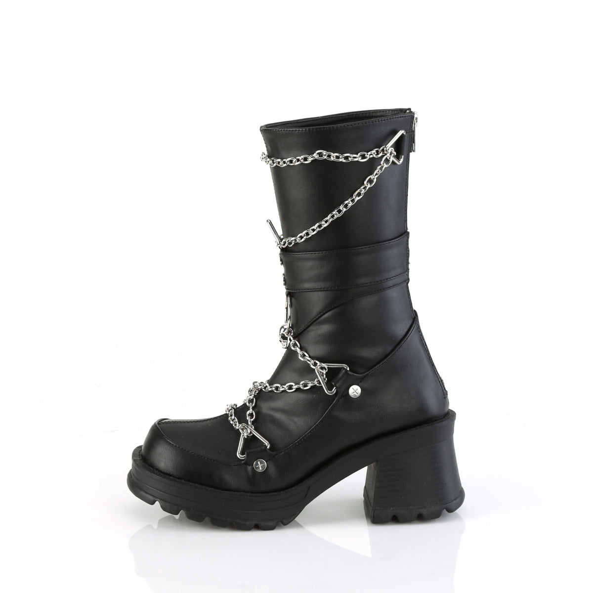 **2 3/4" Heel, 1" Platform Mid-Calf Boot, Back Zip (Demonia BRATTY120/BVL)