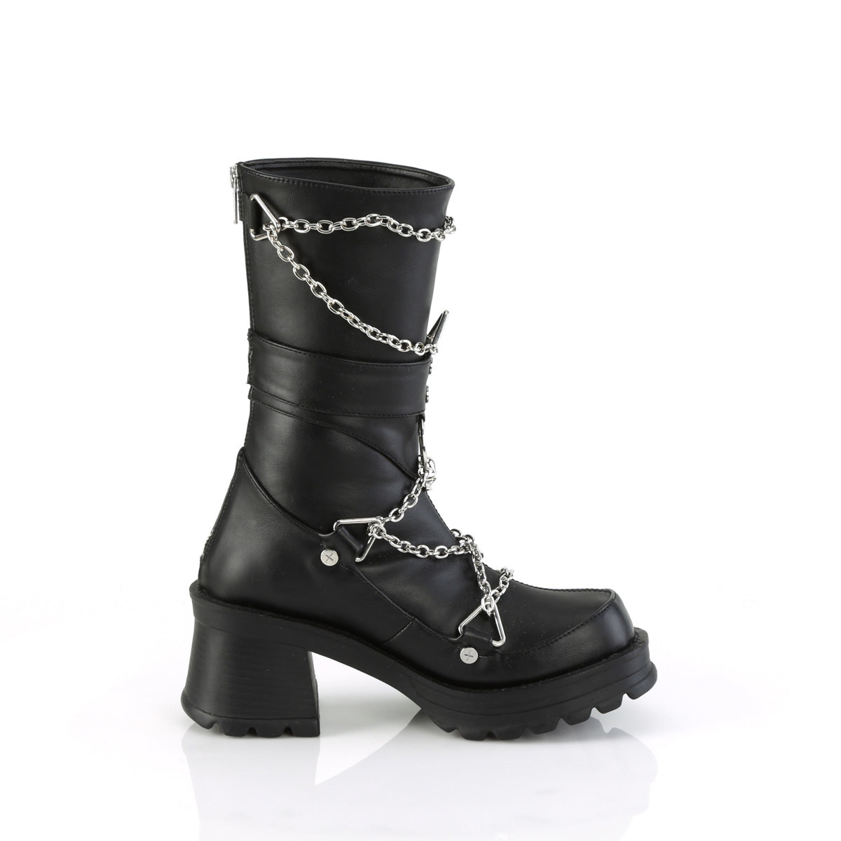 **2 3/4" Heel, 1" Platform Mid-Calf Boot, Back Zip (Demonia BRATTY120/BVL)