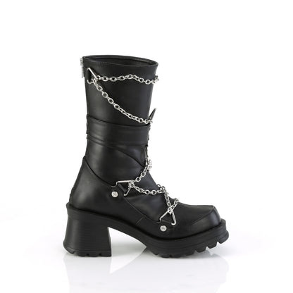 **2 3/4" Heel, 1" Platform Mid-Calf Boot, Back Zip (Demonia BRATTY120/BVL)