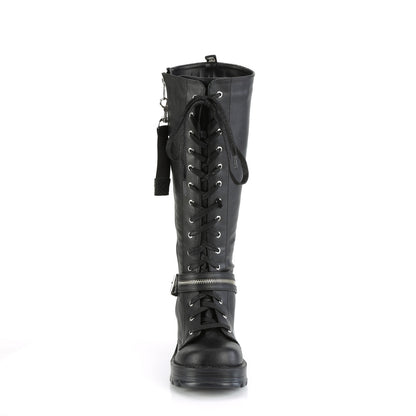 2 3/4" Heel, 1" Platform Lace-Up Knee High Boot, Outer Zip (Demonia BRATTY206/BVL)