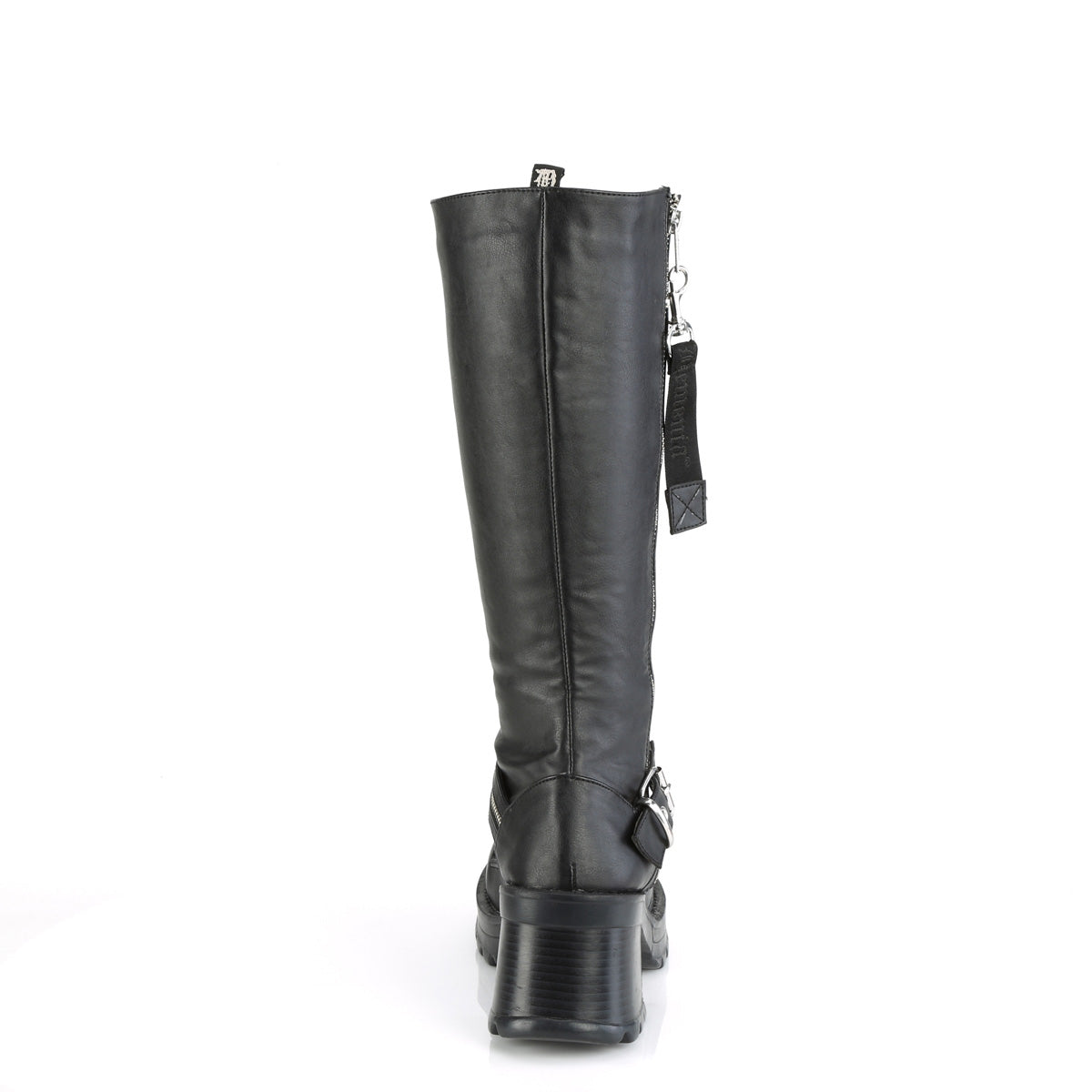 2 3/4" Heel, 1" Platform Lace-Up Knee High Boot, Outer Zip (Demonia BRATTY206/BVL)
