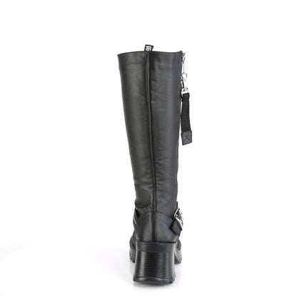2 3/4" Heel, 1" Platform Lace-Up Knee High Boot, Outer Zip (Demonia BRATTY206/BVL)