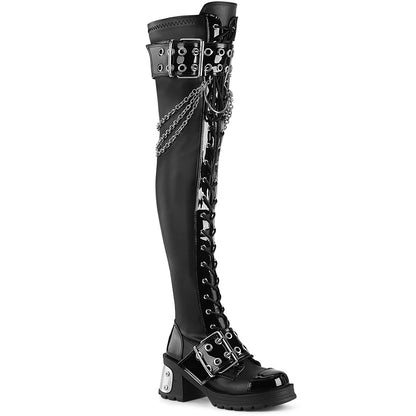 2 3/4" Chunky Heel, 1" PF Over-The-Knee Boot, Inside Zip (Demonia BRATTY304/BVL)
