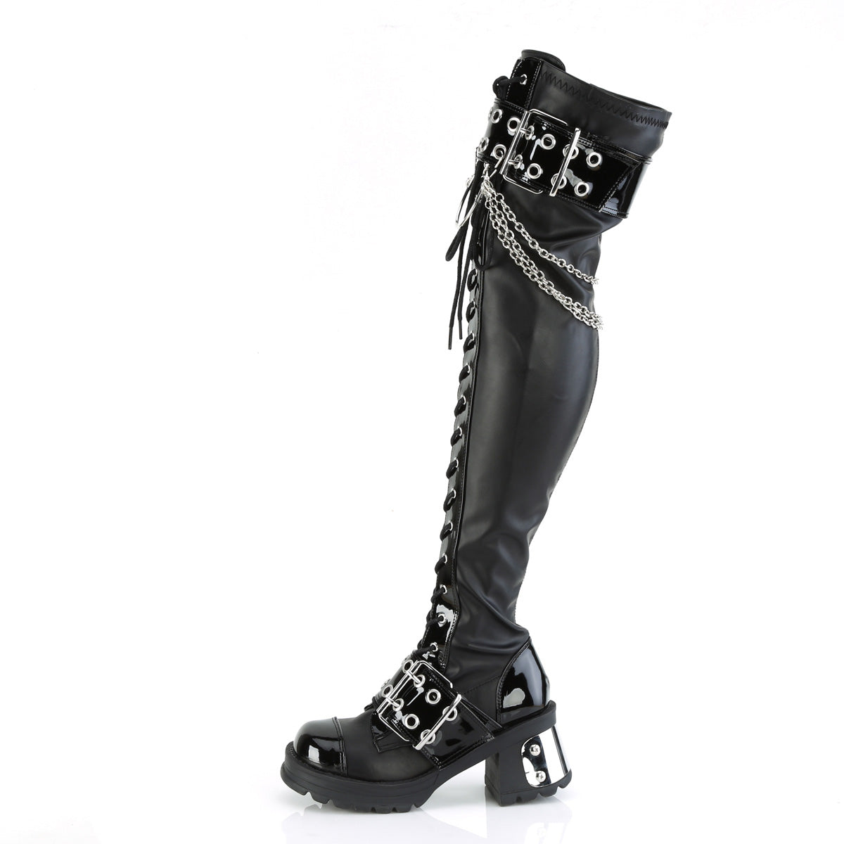 2 3/4" Chunky Heel, 1" PF Over-The-Knee Boot, Inside Zip (Demonia BRATTY304/BVL)