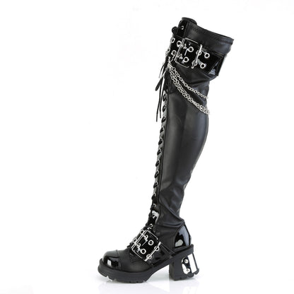 2 3/4" Chunky Heel, 1" PF Over-The-Knee Boot, Inside Zip (Demonia BRATTY304/BVL)