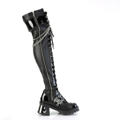 2 3/4" Chunky Heel, 1" PF Over-The-Knee Boot, Inside Zip (Demonia BRATTY304/BVL)