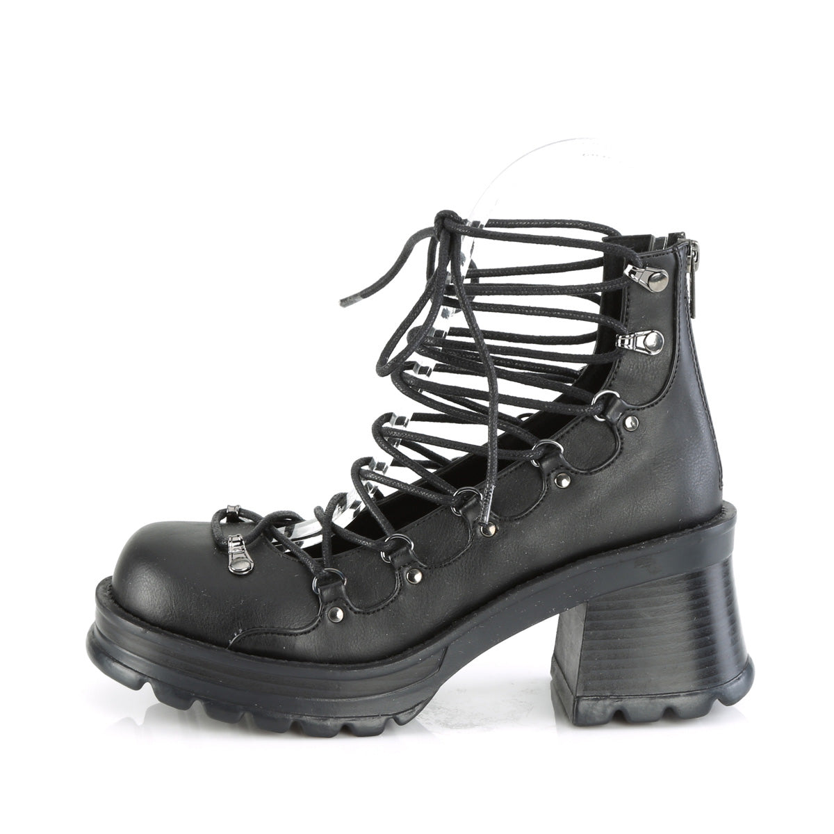 2 3/4" Heel, 1" Platform Lace-Up Ankle High Shoe (Demonia BRATTY32/BVL)