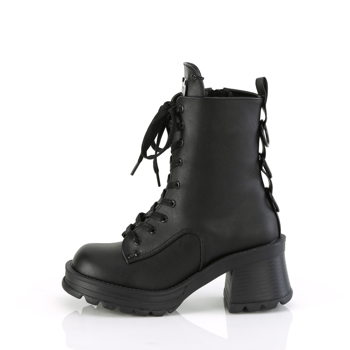 **2 3/4" Heel, 1" Platform Lace-Up Ankle Boot, Inside Zip (Demonia BRATTY50/BVL)