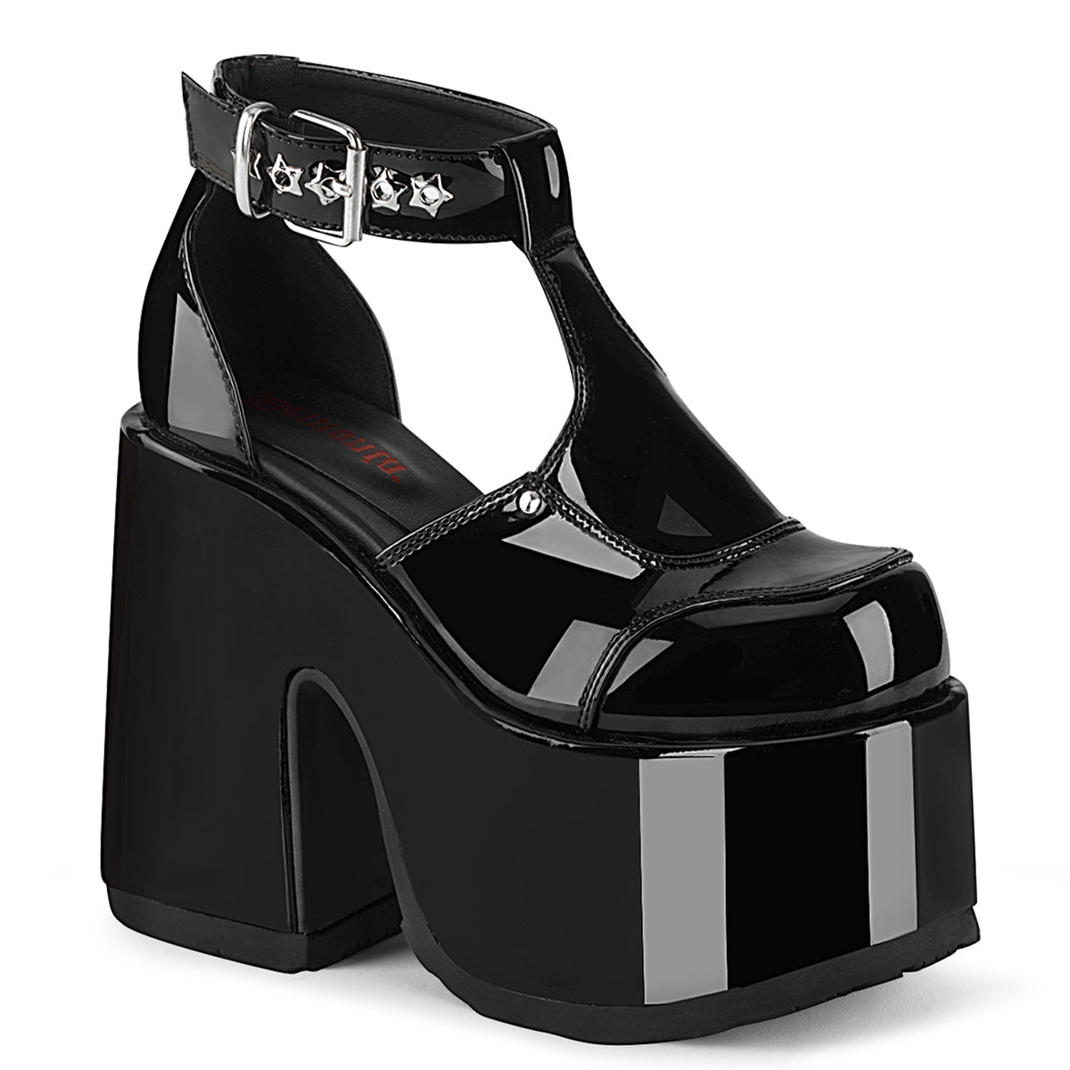 5" Chunky Heel, 3" Platform Eyelet T-Strap Sandal (Demonia CAM103/B)