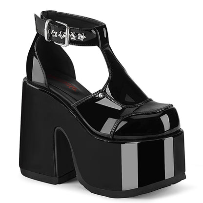 5" Chunky Heel, 3" Platform Eyelet T-Strap Sandal (Demonia CAM103/B)