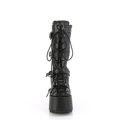 5" Chunky Heel, 3" P/F Lace-Up Mid-Calf Boot, Back Zip (Demonia CAM115/BVL)
