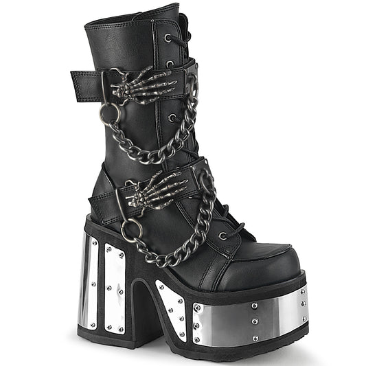 5" Chunky Heel, 3" P/F Lace-Up Ankle Boot, Side Zip (Demonia CAM120/BVL)