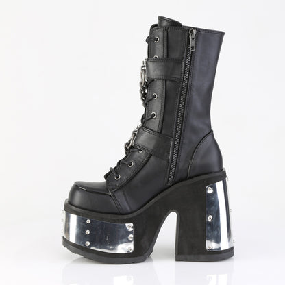 5" Chunky Heel, 3" P/F Lace-Up Ankle Boot, Side Zip (Demonia CAM120/BVL)