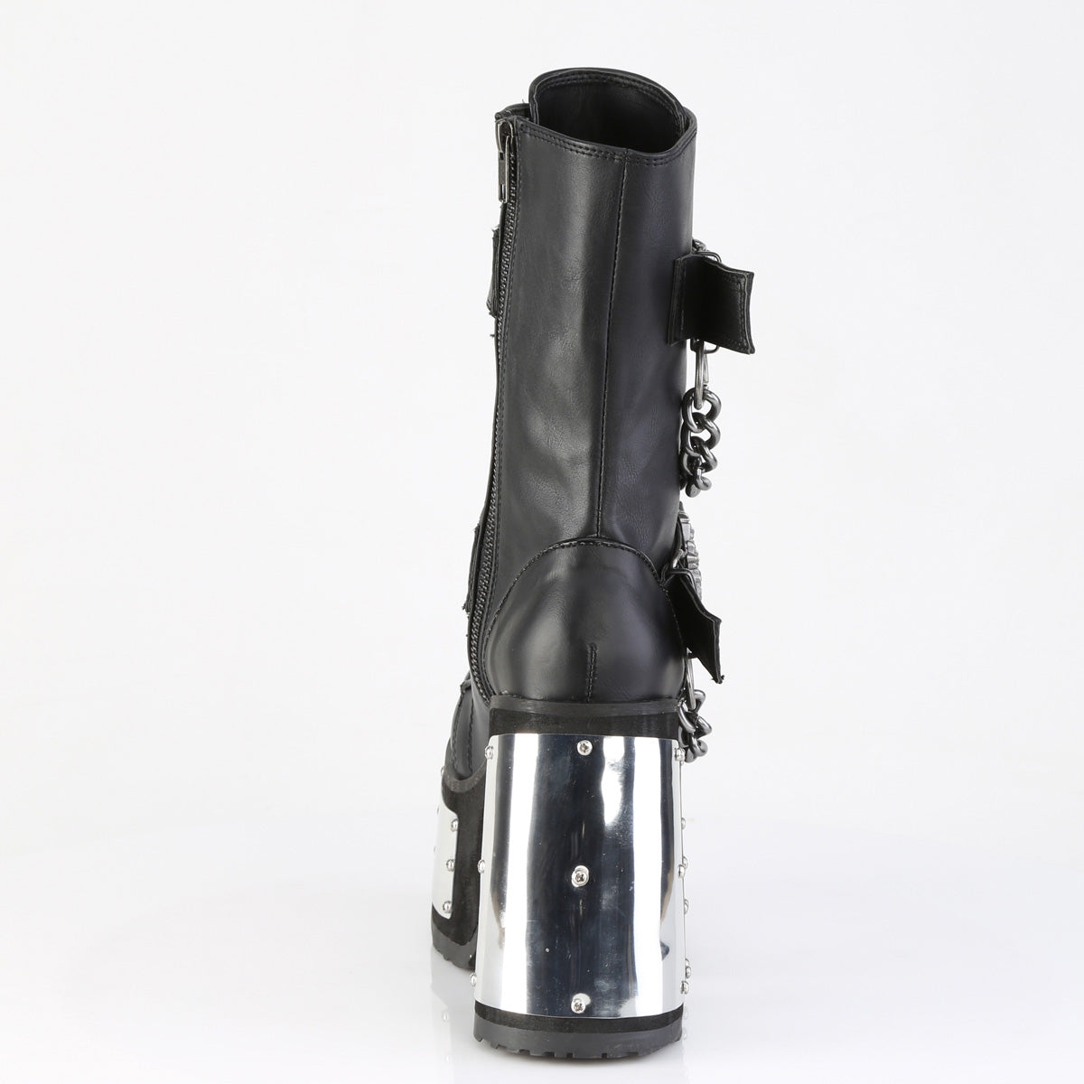 5" Chunky Heel, 3" P/F Lace-Up Ankle Boot, Side Zip (Demonia CAM120/BVL)