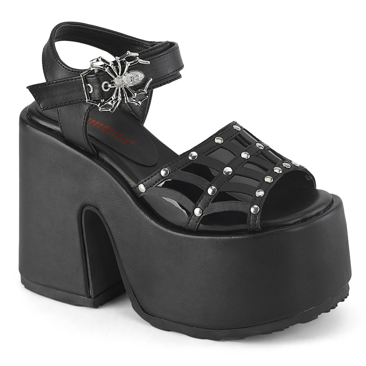 5" Chunky Heel, 3" Platform Ankle Strap Sandal (Demonia CAM17/BVL)