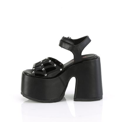 5" Chunky Heel, 3" Platform Ankle Strap Sandal (Demonia CAM17/BVL)