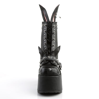 5" Chunky Heel, 3" Platform, Lace-Up Front Ankle Boot, Side (Demonia CAM202/BVL)