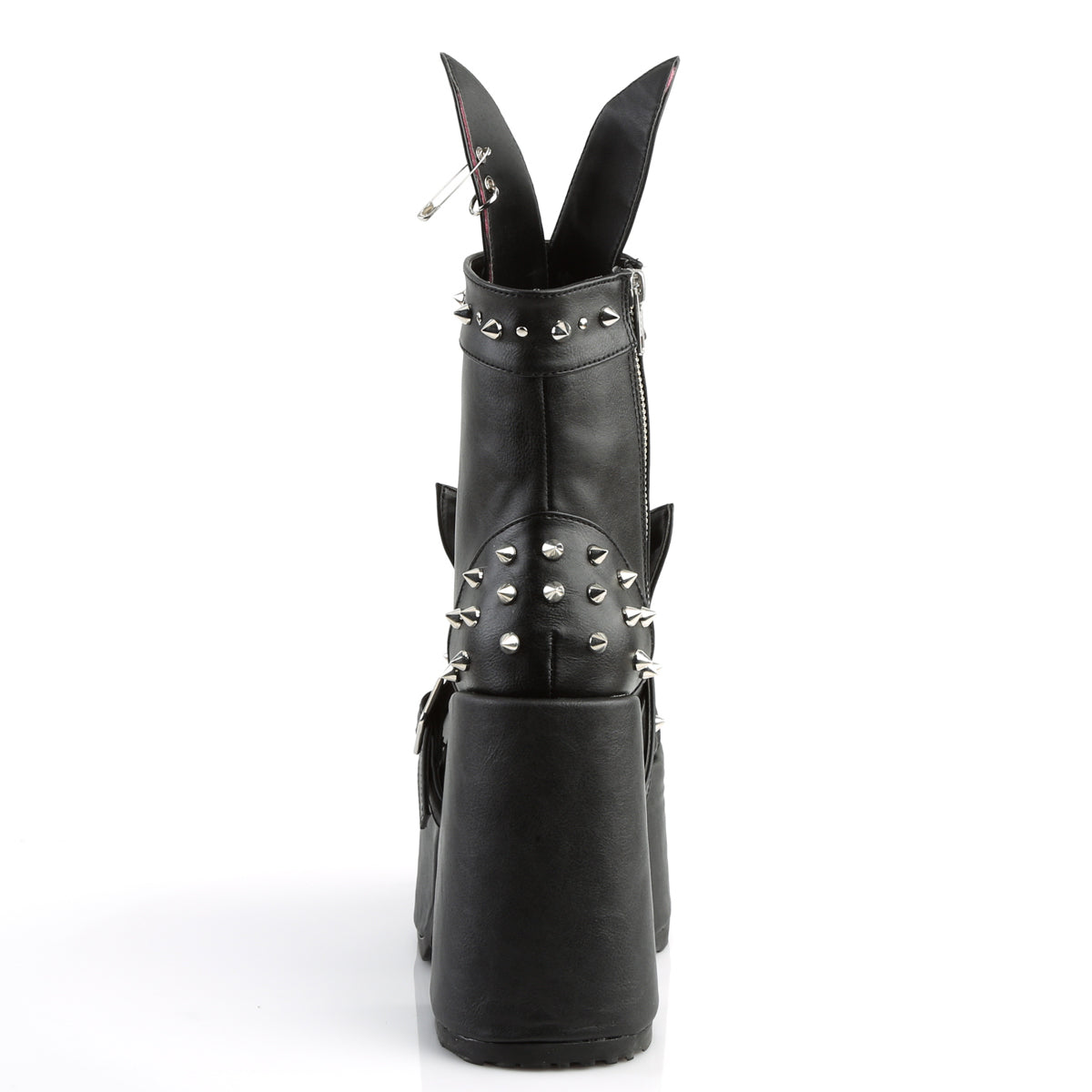 5" Chunky Heel, 3" Platform, Lace-Up Front Ankle Boot, Side (Demonia CAM202/BVL)