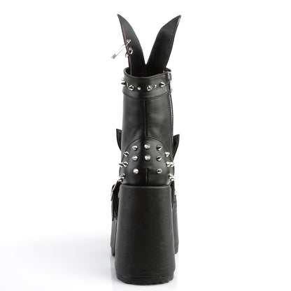 5" Chunky Heel, 3" Platform, Lace-Up Front Ankle Boot, Side (Demonia CAM202/BVL)