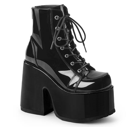 5" ChunkyHeel, 3" P/FLace-Up Ankle Boot, Metal Back Zip (Demonia CAM203/B)