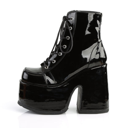5" ChunkyHeel, 3" P/FLace-Up Ankle Boot, Metal Back Zip (Demonia CAM203/B)