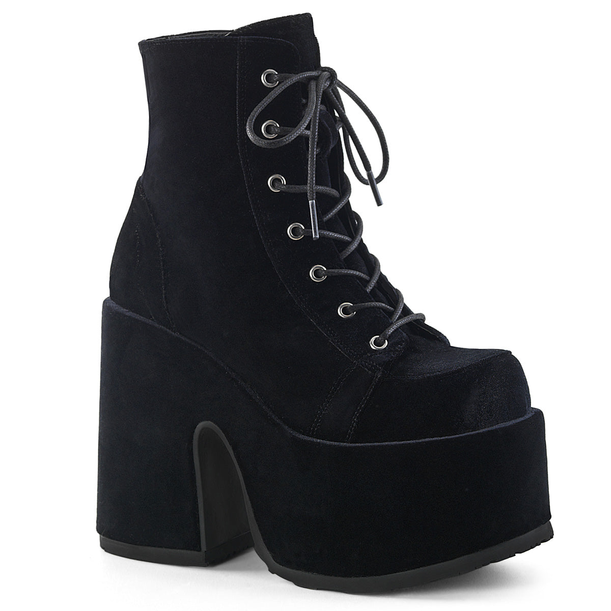5" ChunkyHeel, 3" P/FLace-Up Ankle Boot, Metal Back Zip (Demonia CAM203/B)
