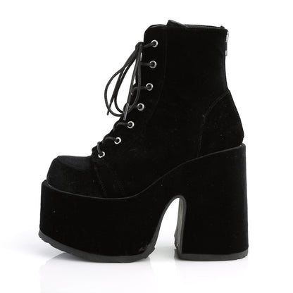 5" ChunkyHeel, 3" P/FLace-Up Ankle Boot, Metal Back Zip (Demonia CAM203/B)