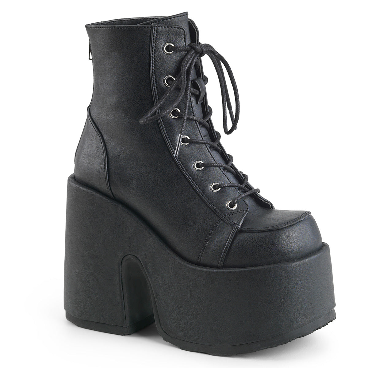 5" ChunkyHeel, 3" P/FLace-Up Ankle Boot, Metal Back Zip (Demonia CAM203/B)